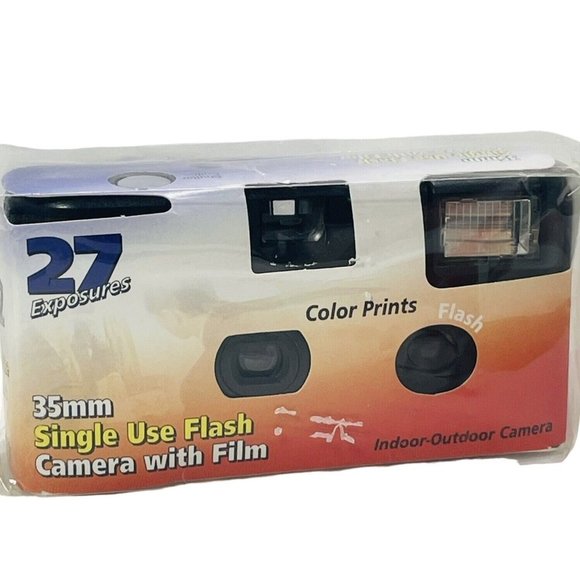 Single Use 35mm Indoor Outdoor Camera 27 Film Exposures Disposable Flash Button - Picture 1 of 8